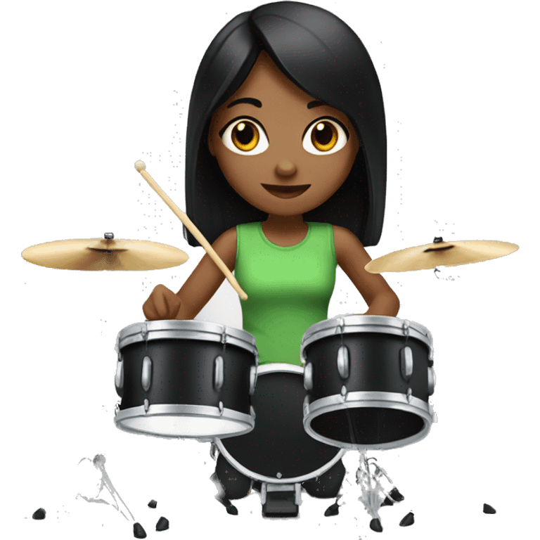 girl with black hair playing drums emoji