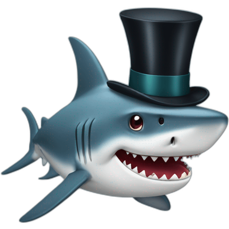 Shark with a top hat emoji