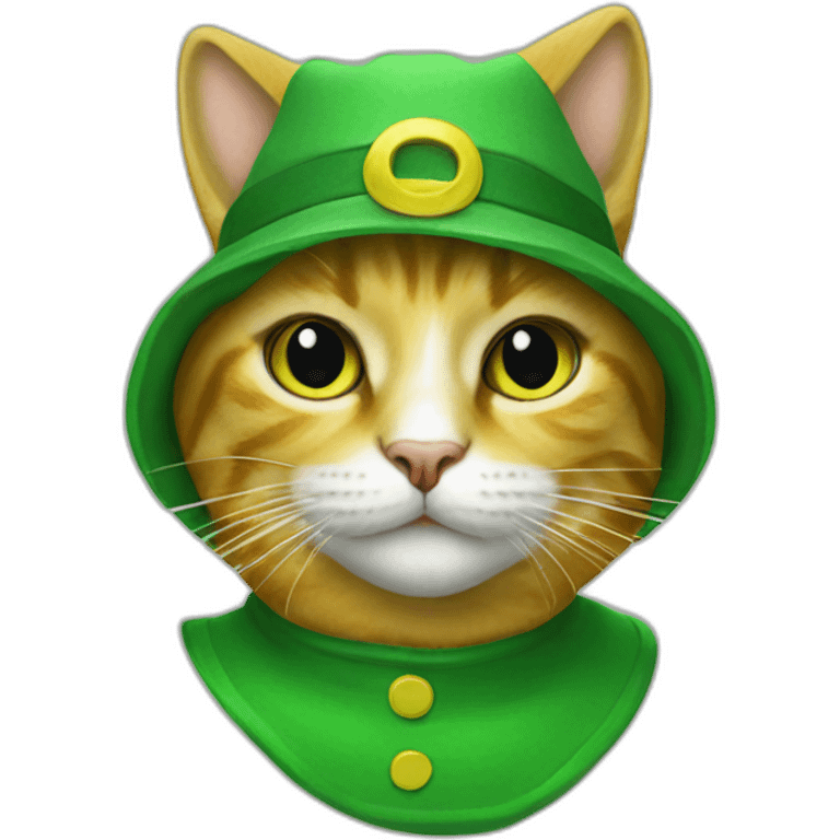 cat dressed in green costume with yellow hat The Mask 1994 emoji