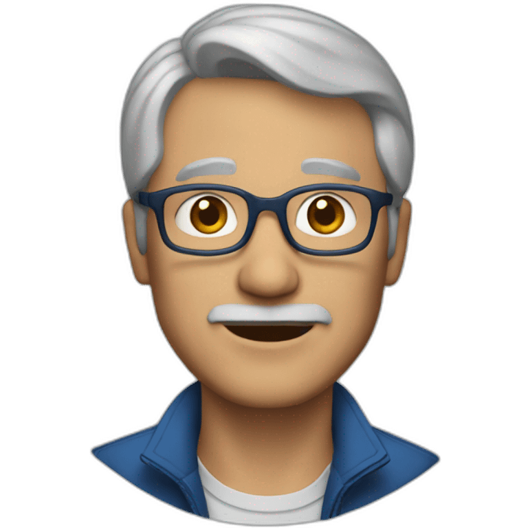 60 year old man with dark blonde short hair and blue jacket emoji