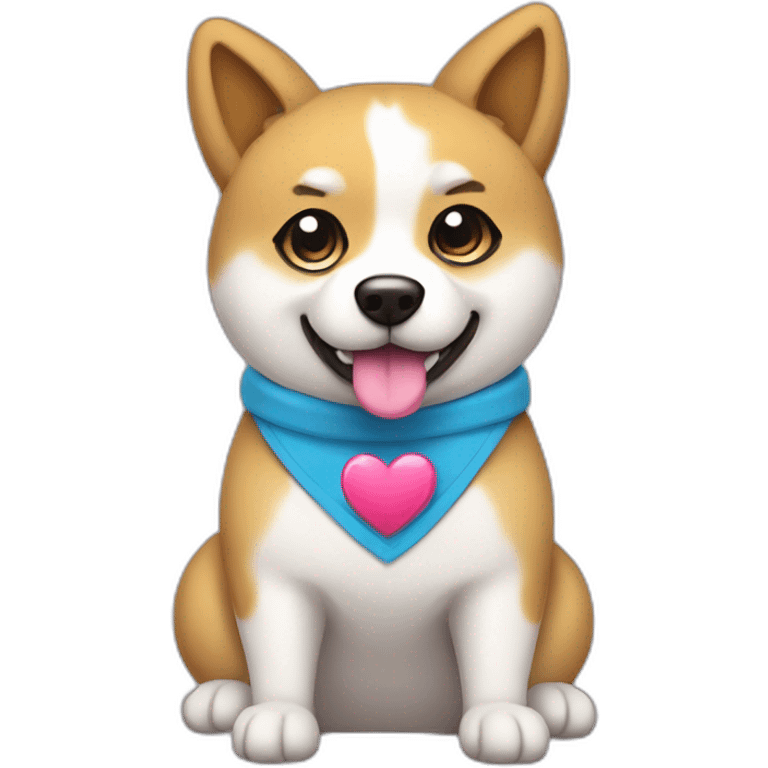 a cute doge with heart eyes holding a sign with "SUPERCHATTONE!", sticker style emoji