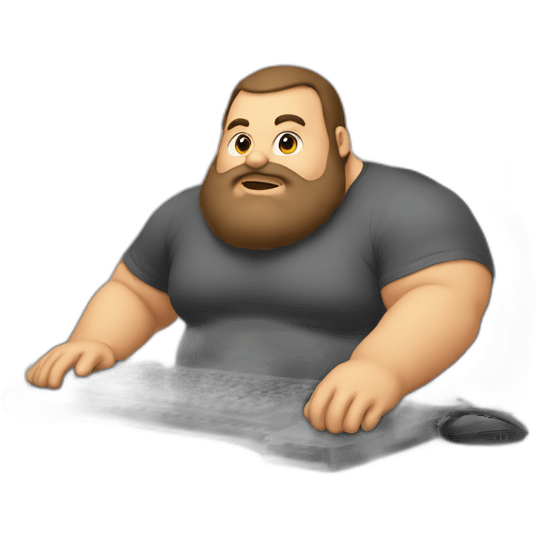 neckbeard fat gamer guy using a pc emoji