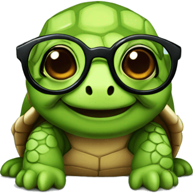 cute turtle with round glasses emoji