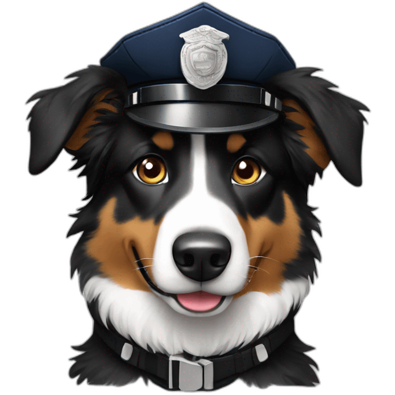 Black tri australian Shepherd in Police Uniform emoji