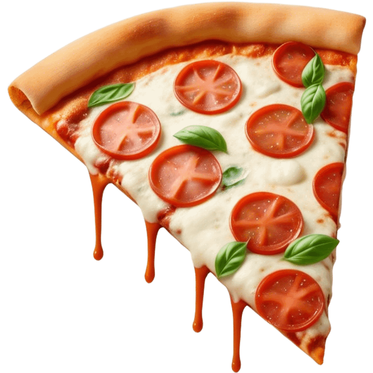 Pizza Napoletana Cinematic Realistic Pizza Napoletana Dish Emoji, depicted as a delicious slice of Neapolitan pizza with a thin, crispy crust, fresh tomato sauce, mozzarella, and basil, rendered with mouth-watering textures and vibrant, warm lighting. emoji