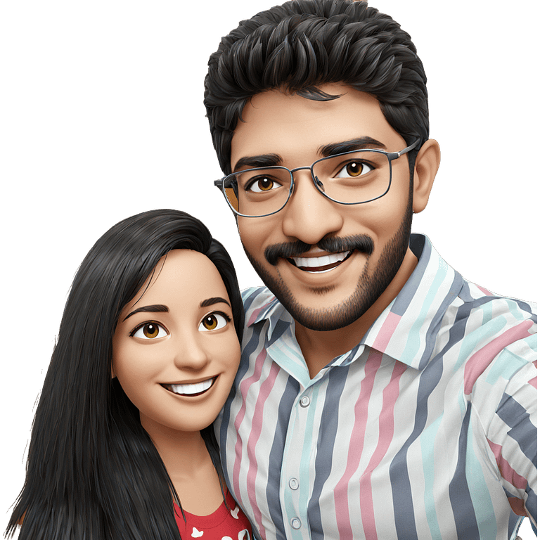 smiling couple with striped shirts emoji