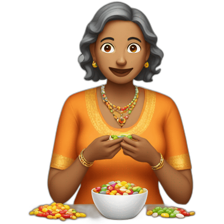 Indian mom eating jelly beans emoji