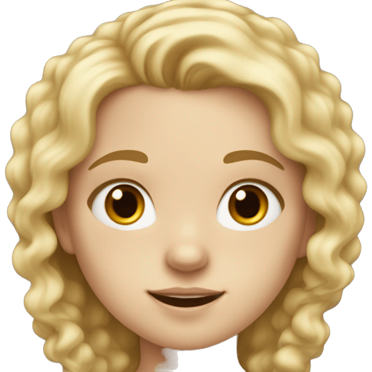 little blonde girl with long, slightly curly hair and white skin with a few freckles on her cheeks emoji