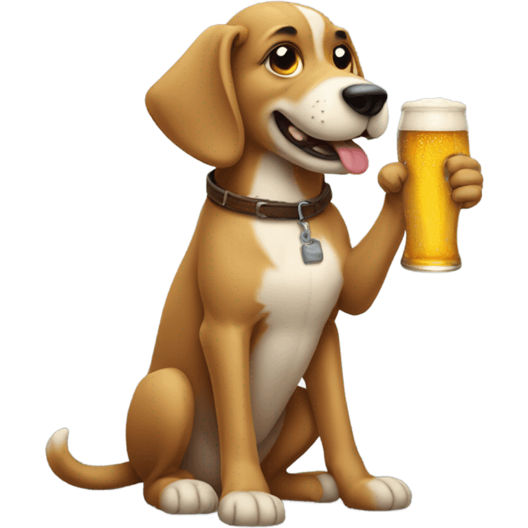 Dog holding beer emoji