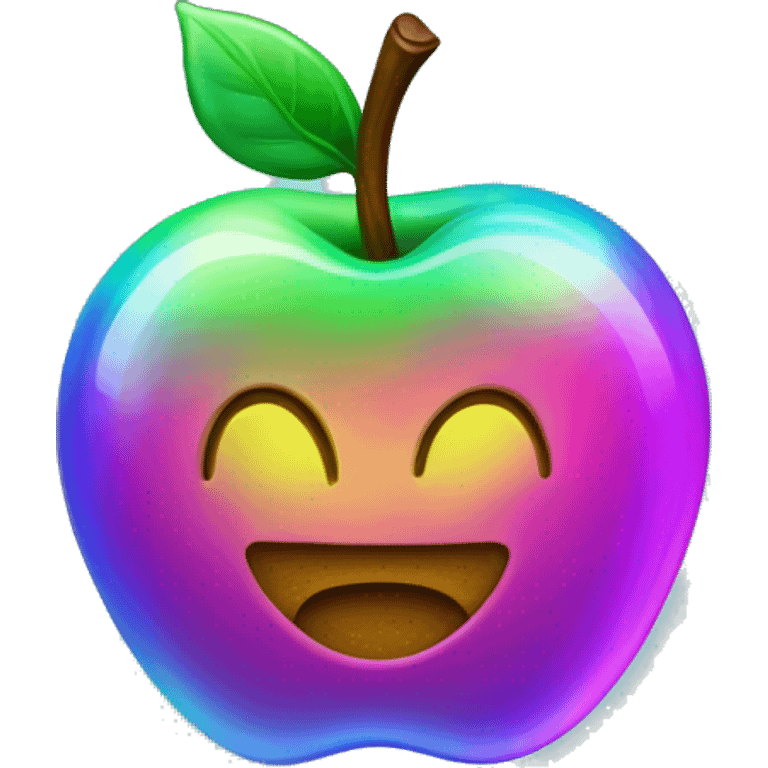 Iridescent, shiny neon apple emoji