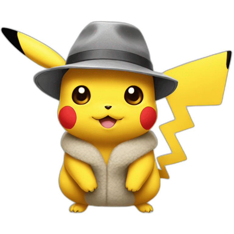 Pikachu with a grey felt hat emoji