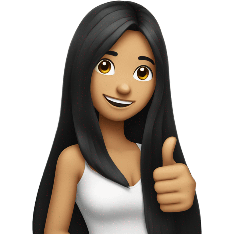 a girl with long black hair thumbs up emoji