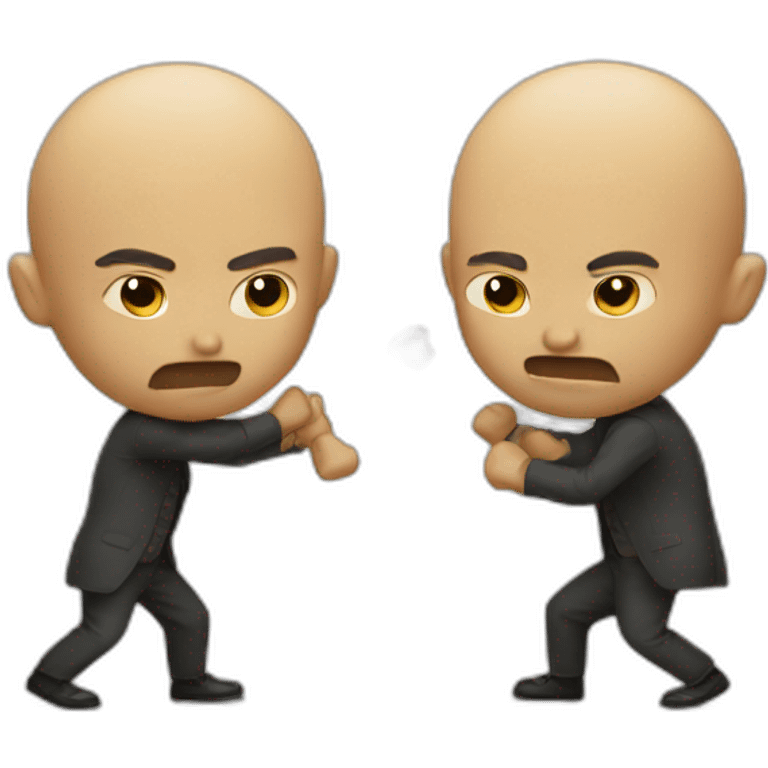 two small men with big heads fighting emoji