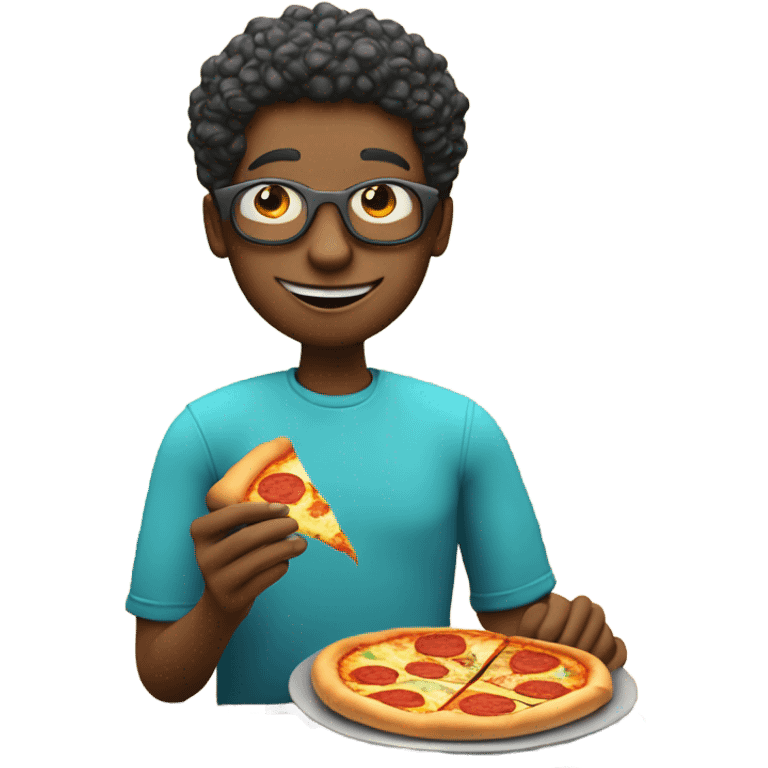 Brighton eating pizza emoji