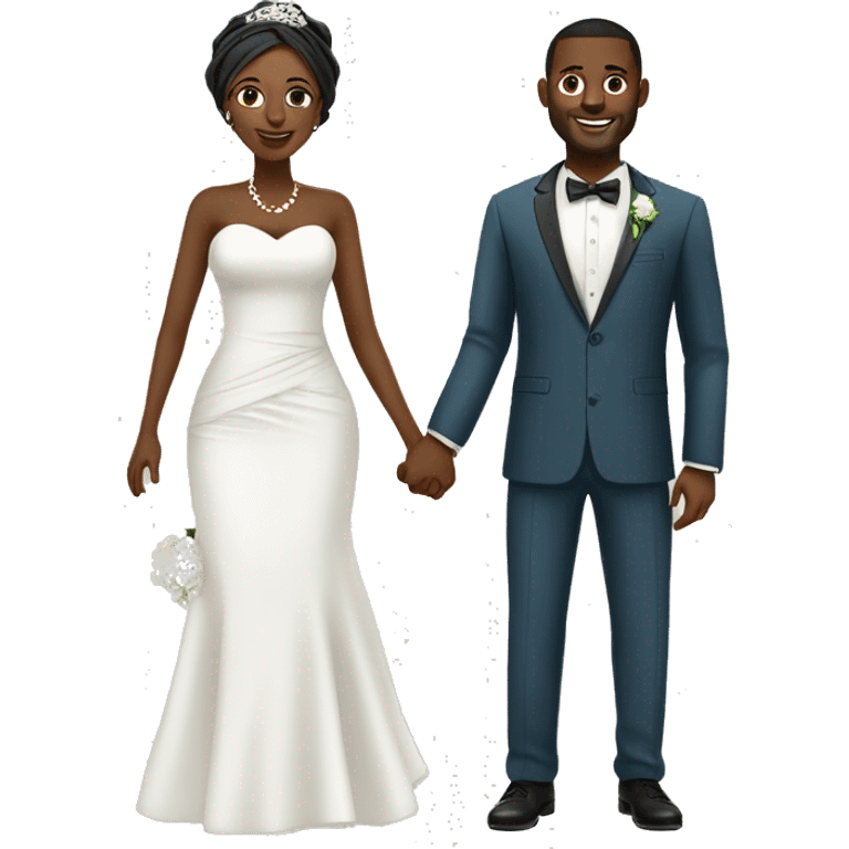 nigeria wedding full body  cartoon african wife to the left and husban to the right emoji