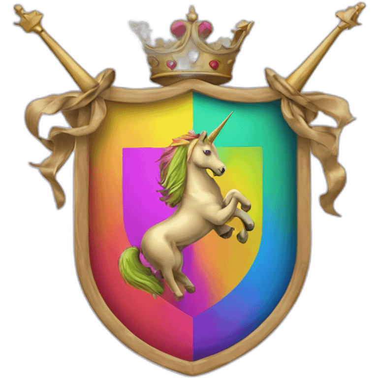 Coat-of-arms-held-by-rainbow-unicorns emoji