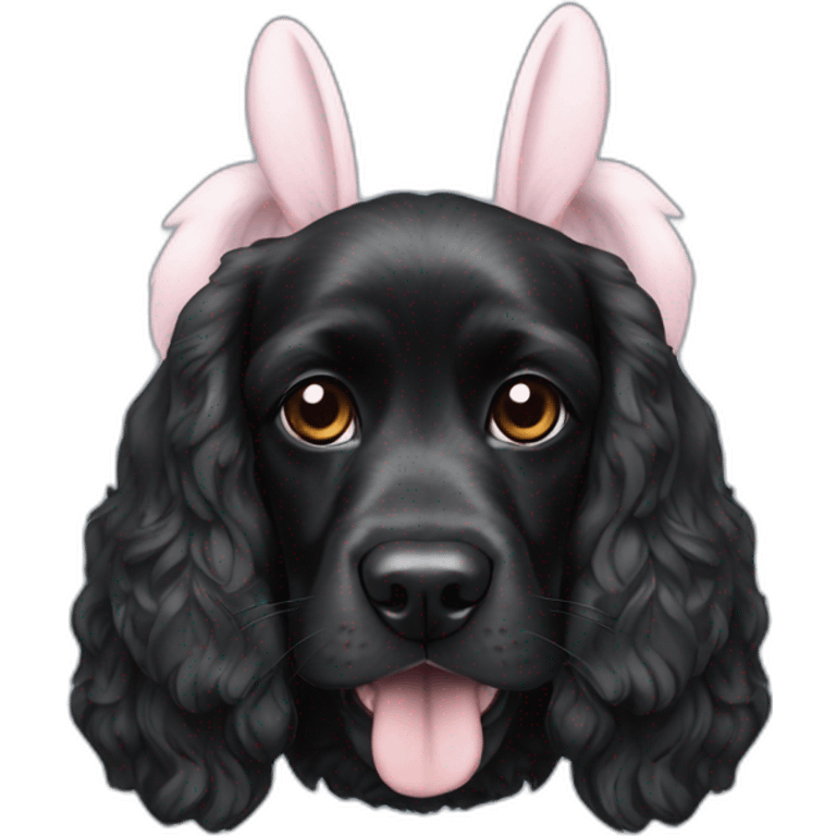 black cocker spaniel with bunny ears emoji