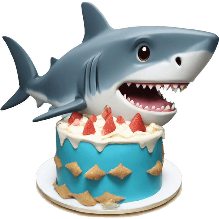 Shark eating cake emoji