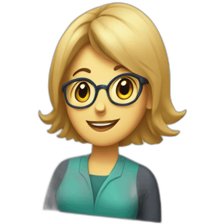 a macbook pro screen that has a video call showing a friendly female therapist emoji