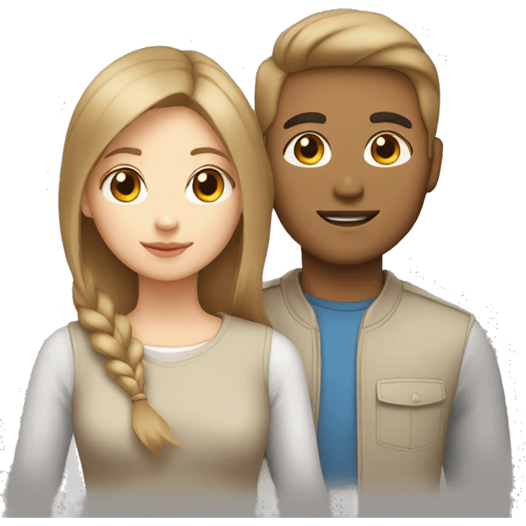 white light brown hair girl with an asian guy emoji