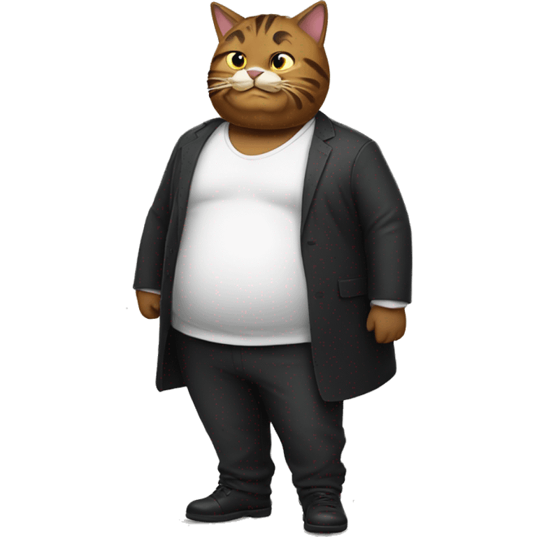 Fat dude dressing up as cat emoji