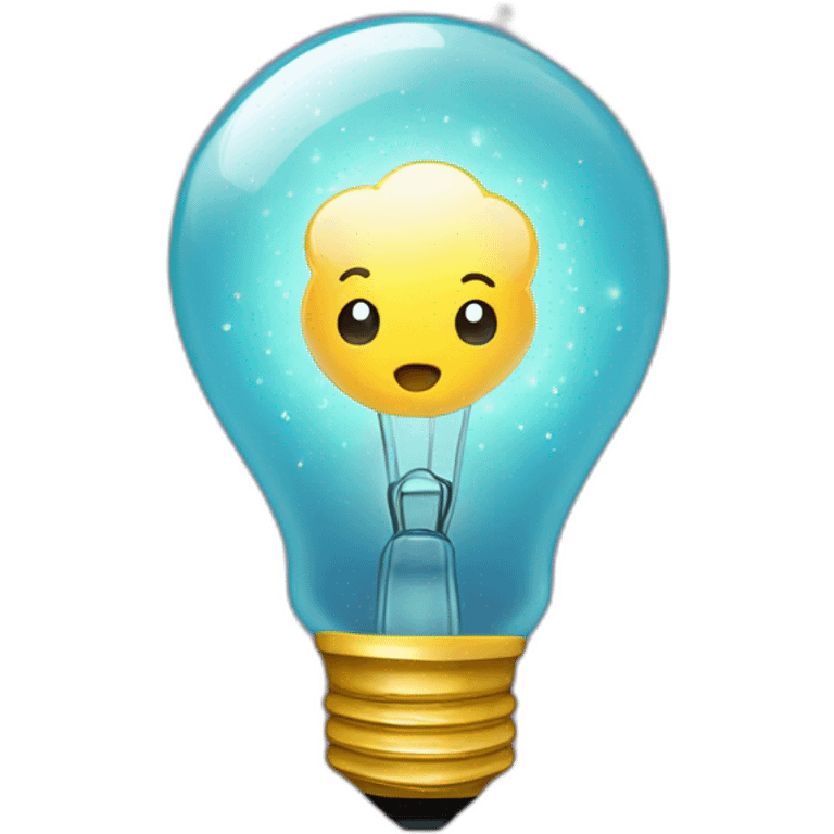 light bulb with little brain sparkles inside emoji