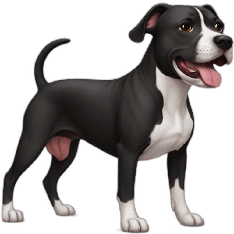 Dog american Stanford and pitbull negro con mancha blanca en el morro emoji