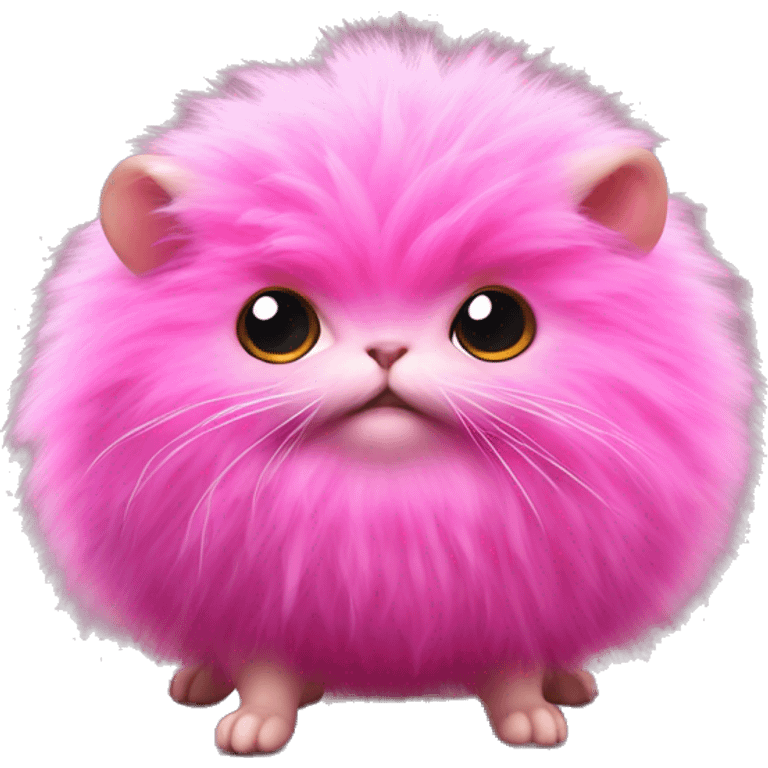 A Pygmy Puff is a small, fluffy magical creature bred by wizards and witches, resembling a miniature ball of fur with bright, vivid colors like pink or purple. Known for their playful antics and affectionate demeanor, Pygmy Puffs are popular pets  emoji