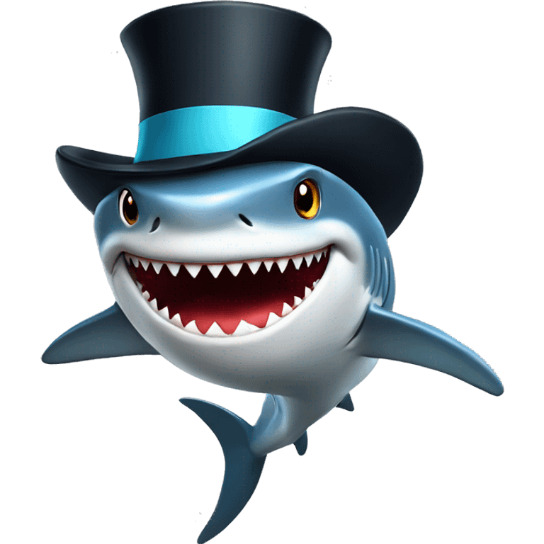 Shark with a top hat emoji