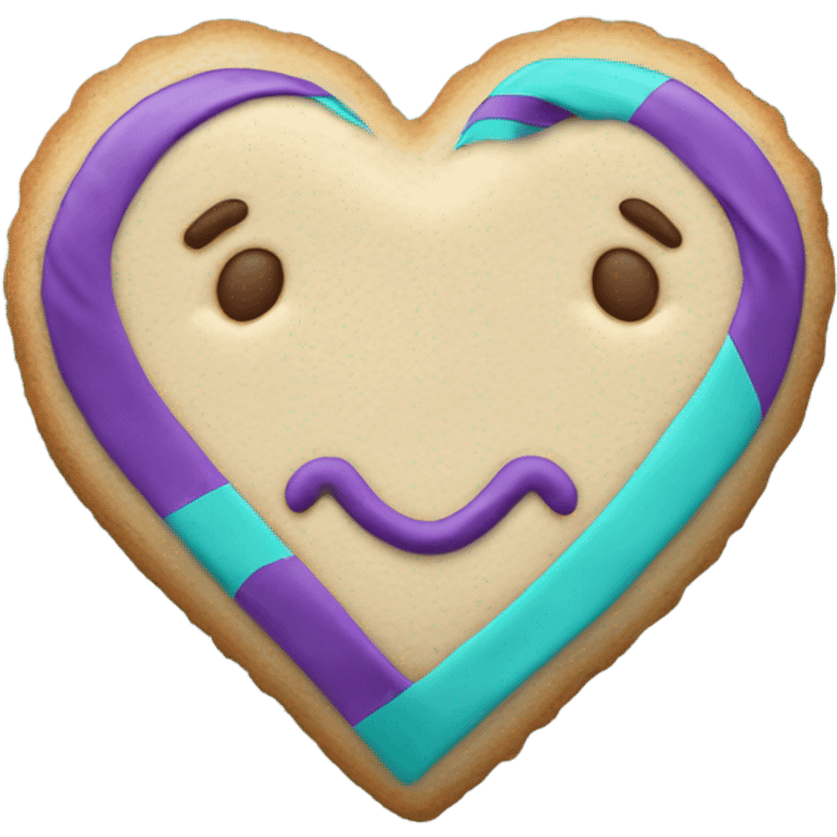 Cookie heart with purple teal awareness ribbon emoji