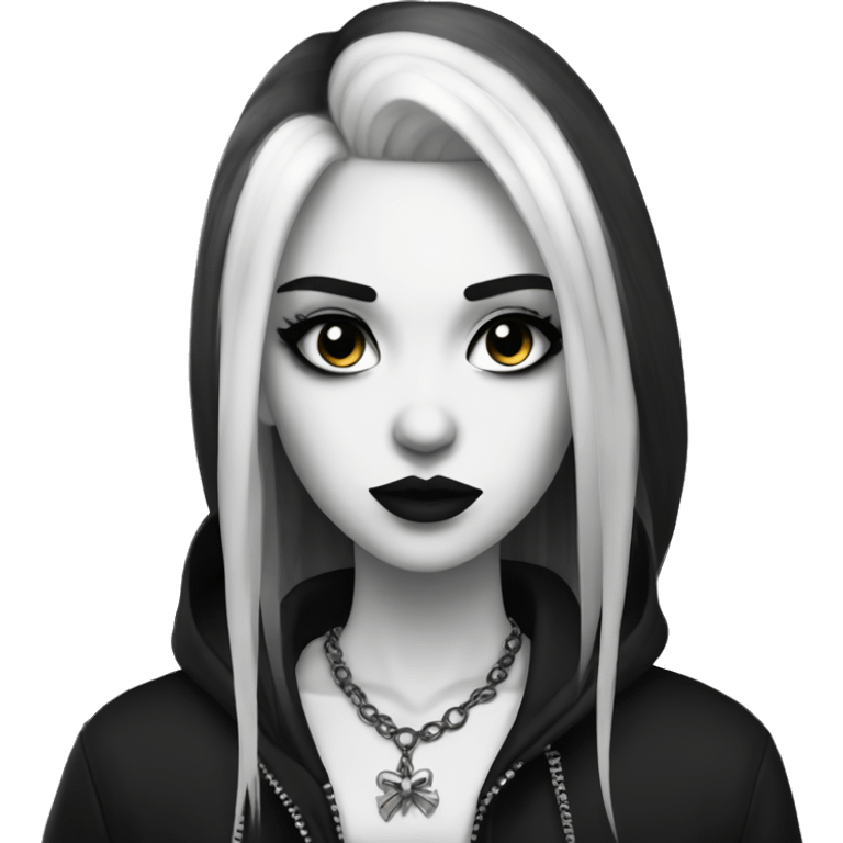 goth girl black and white hair emoji