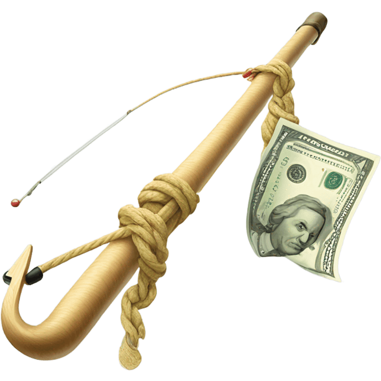 Fishing pole catching cash emoji