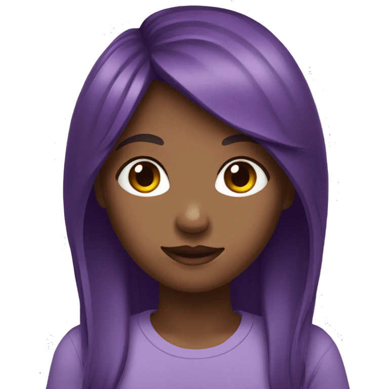 A girl with brown hair and in the middle purple hair emoji