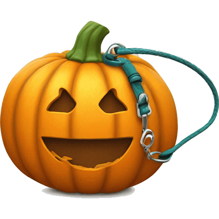 pumpkin with a leash attached to it emoji