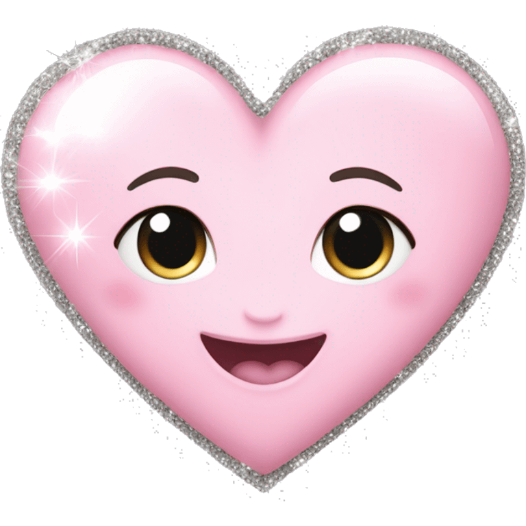 Baby pink heart with silver sparkles emoji