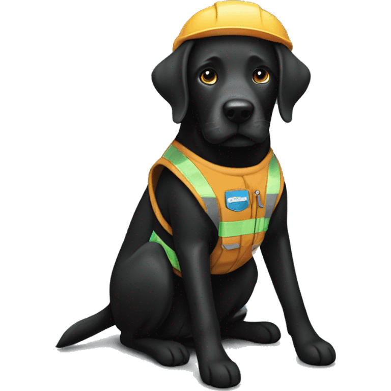 Black Labrador with service vest on emoji