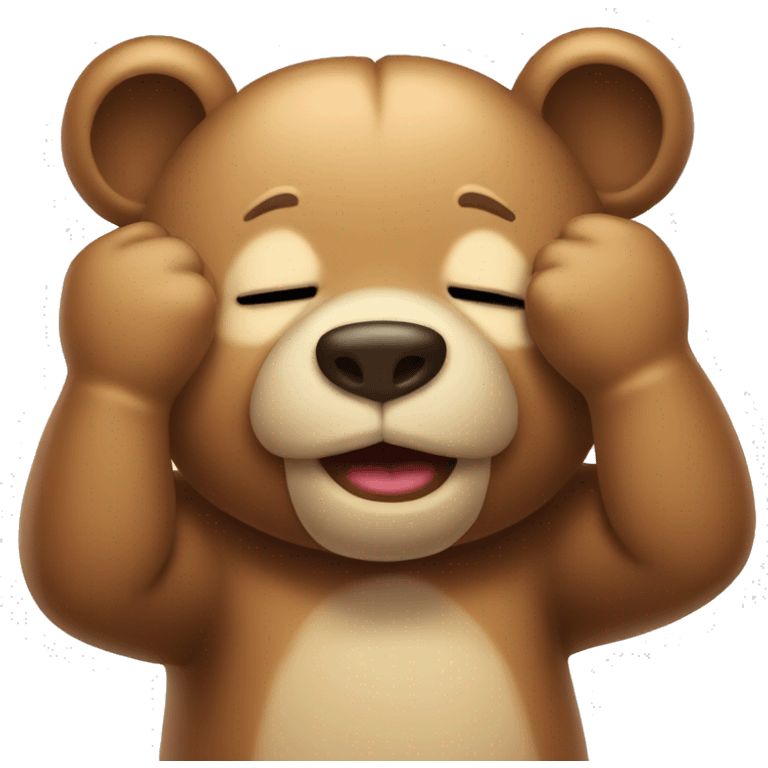 Apple bear emoji closing his eyes with his hands like this emoji 🙈  emoji