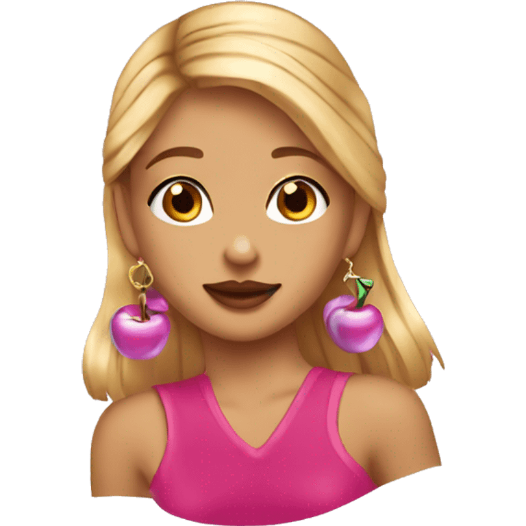 Y2K girl wearing cherry earrings  emoji