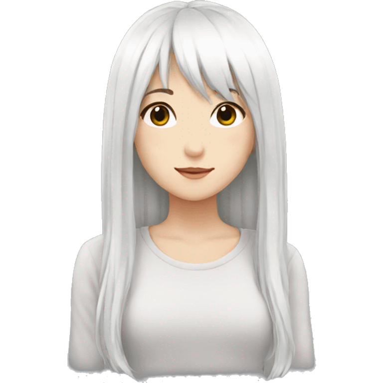 white hair with girl anime style emoji