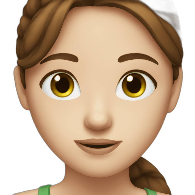 straight brown hair girl with green eyes and freckles emoji