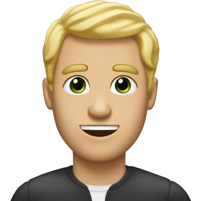 Gay man with blonde hair brushed down in front of his face named Jackson  emoji