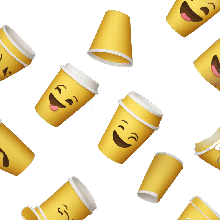 Happy Yellow paper cup of coffee  emoji