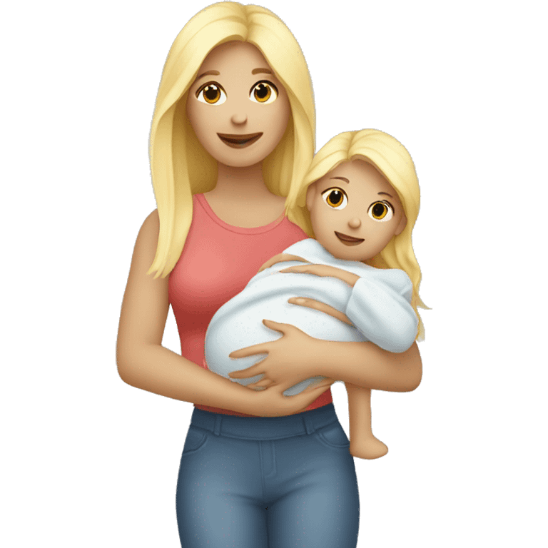 Blonde girl carrying a baby  emoji