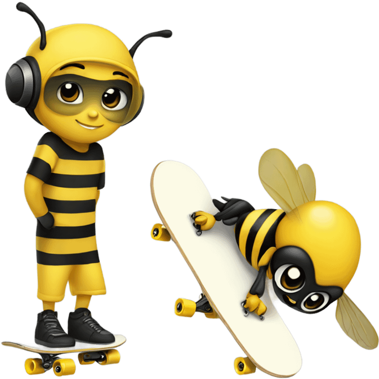 bumble cute bee skate boarding  emoji