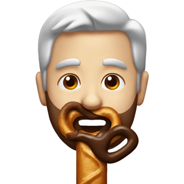 a man with a chocolate pretzel stick lit at the end in his mouth emoji