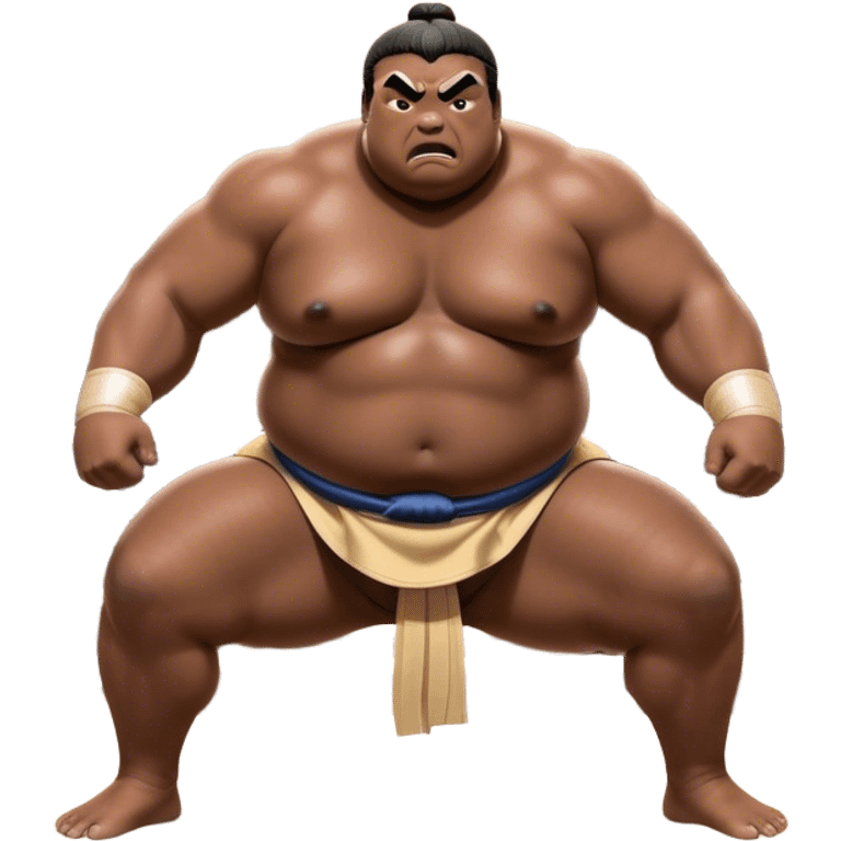 Sumo Wrestling – Cinematic Realistic Sumo Wrestling Scene, featuring a powerful sumo wrestler in traditional mawashi engaged in an intense bout on a sandy dohyo, muscles tensed and sweat glistening under dramatic arena lighting, capturing the raw energy and tradition of the sport. emoji