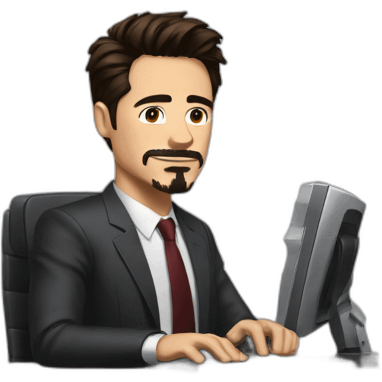 tony stark con una computadora emoji