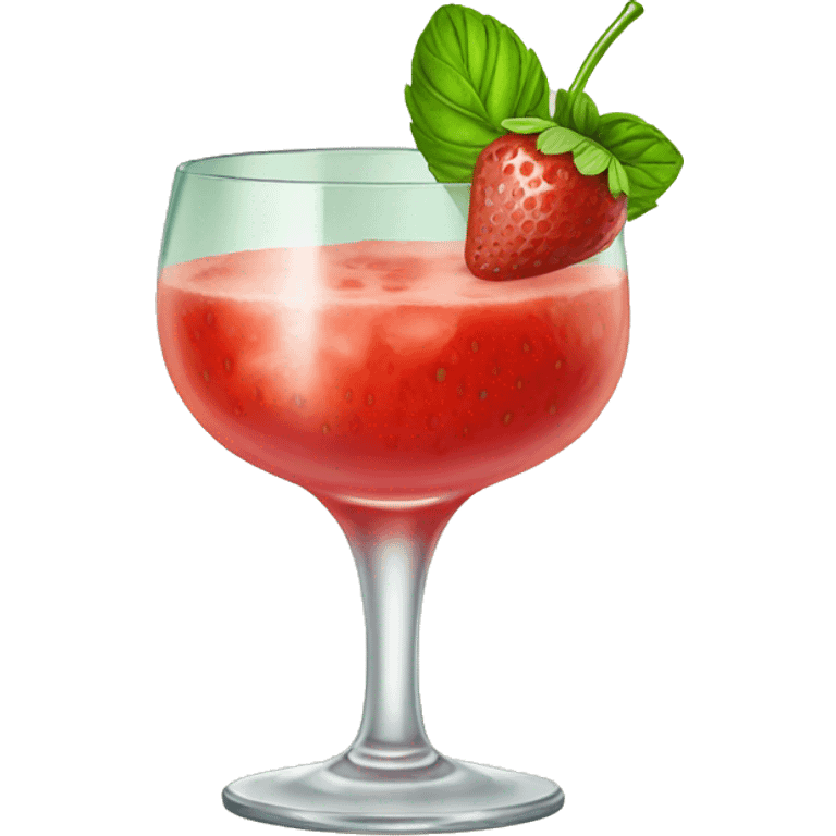 strawberry cocktail with basil in a stemmed glass emoji