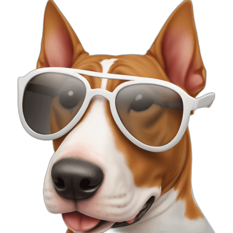 red-white-english-bull-terrier-with sunglasses emoji