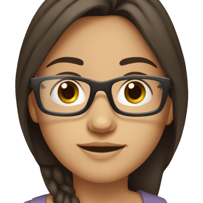 Girl with dark hair fair skin Brien eyes and clear glasses  emoji